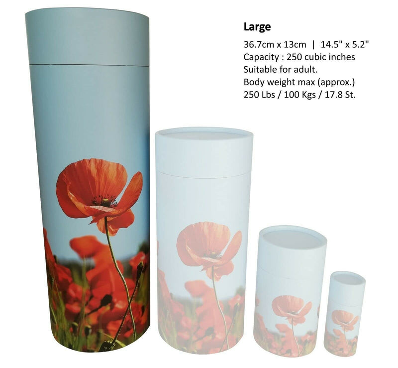 Scatter Tube Ashes Urn Plain Poppy Flower Adult child Large Medium Small Keepsake Pet (Extra Small) Extra Small - PawsPlanet Australia