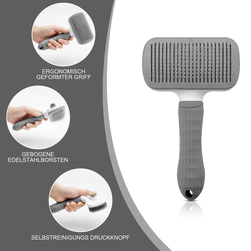 Dog brush, cat brush, pet brush for short hair, long hair, TNSLAND dog hair brush, animal hair brush, self-cleaning fur brush, dogs, cats, animal care brush, comb for removing underfur - PawsPlanet Australia