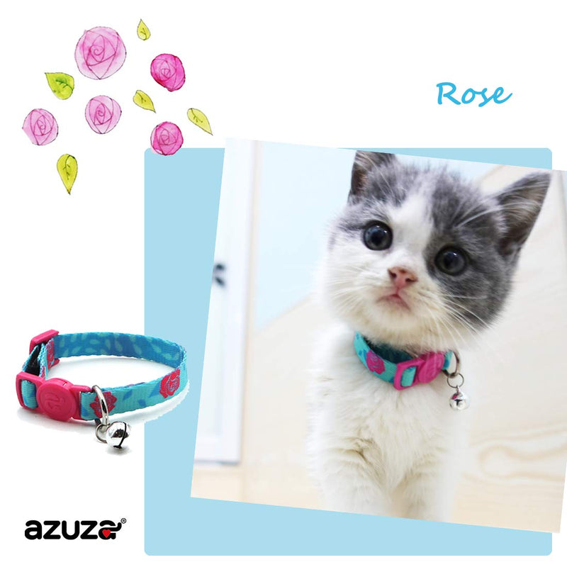 azuza 4 Pack Plaid Pattern Cat Collar Breakaway with Bell and Cat Collar Adjustable Cat and Kitten Collars Kitten(Neck:6"-8") Floral - PawsPlanet Australia