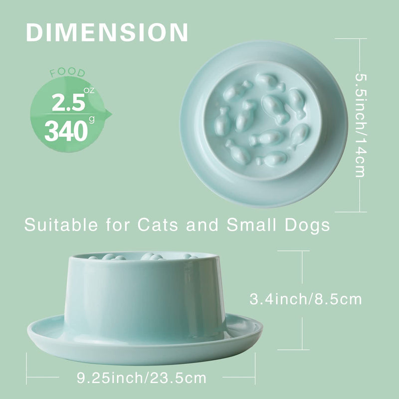 Slow Feeder Cat Bowls,Raised Cat Bowl Fun Pet Feeder Bowl Stopper,Interactive Bloat Stop Cat Feeder,Durable and Prevents Obesity Improves Digestion Pet Bowl Green fishbone design - PawsPlanet Australia