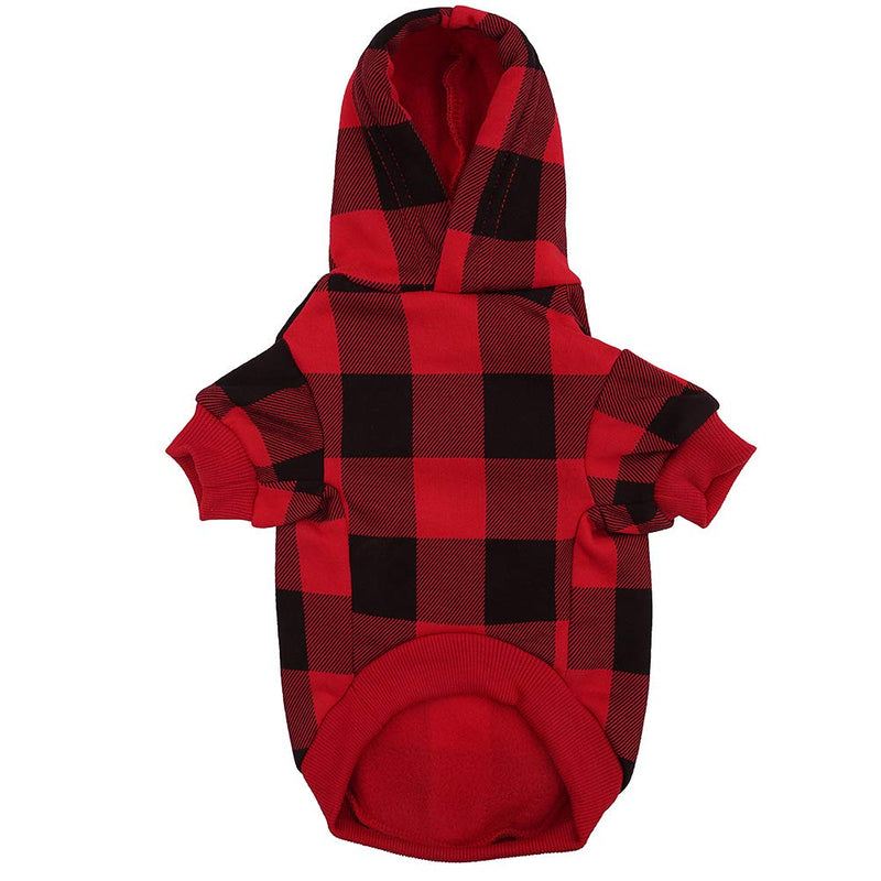 [Australia] - KOOLTAIL Plaid Dog Hoodie Pet Clothes Sweaters with Hat X-Small Red 