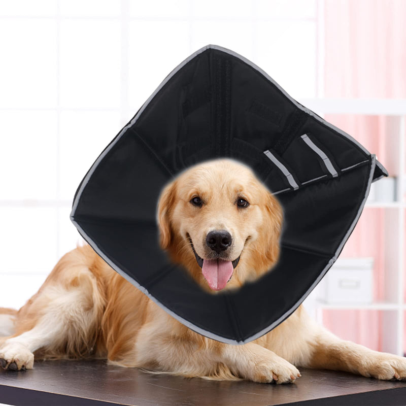 Houdao Large Dog Cone Collar Dog Cones After Surgery Soft with Adjustable Buckle Reflective Design Dog Lampshade Collar for Large Dogs Pet Anti-Bite/Lick Recovery from Surgery - PawsPlanet Australia