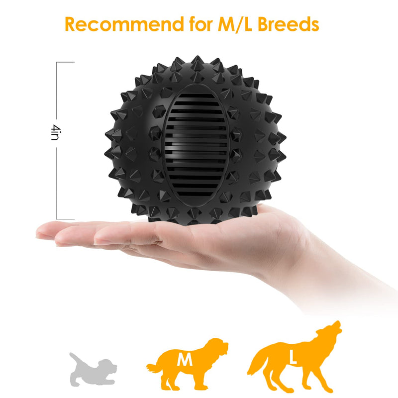 PETIZER Squeaky Dog Ball Toys For Aggressive Chewer Indestructible Durable Big Dogs Chew Spiky Ball | Floatable Rubber Pet Toy for Medium &Large Breeds BLACK - PawsPlanet Australia