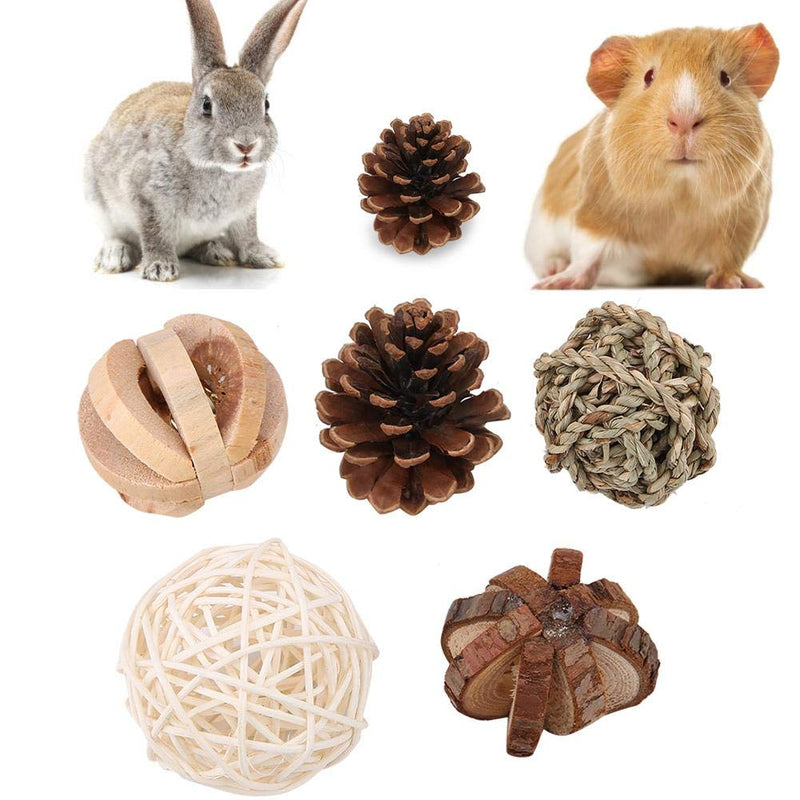 Hamster Chew Toys, 5Pcs Natural Pine Cone Rattan Ball Twine Ball Bell Ball Teeth Care Molar Toy for Chinchilla Guinea Pig Rabbits Ferret Gerbil Rats - PawsPlanet Australia