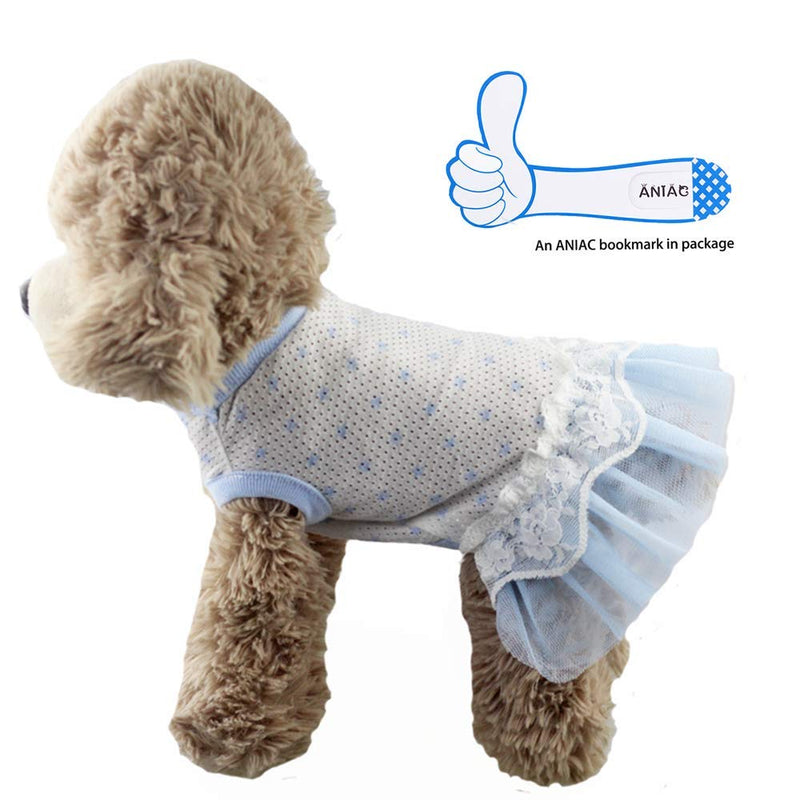 ANIAC Pet Apparel Small Animals Skirt Cat Princess Dress Rabbit Outfits Puppy Lace Tutu Skirt Spring Summer Clothes for Kitten Kitty Chihuahua Ferret and Small Dogs XS Blue - PawsPlanet Australia