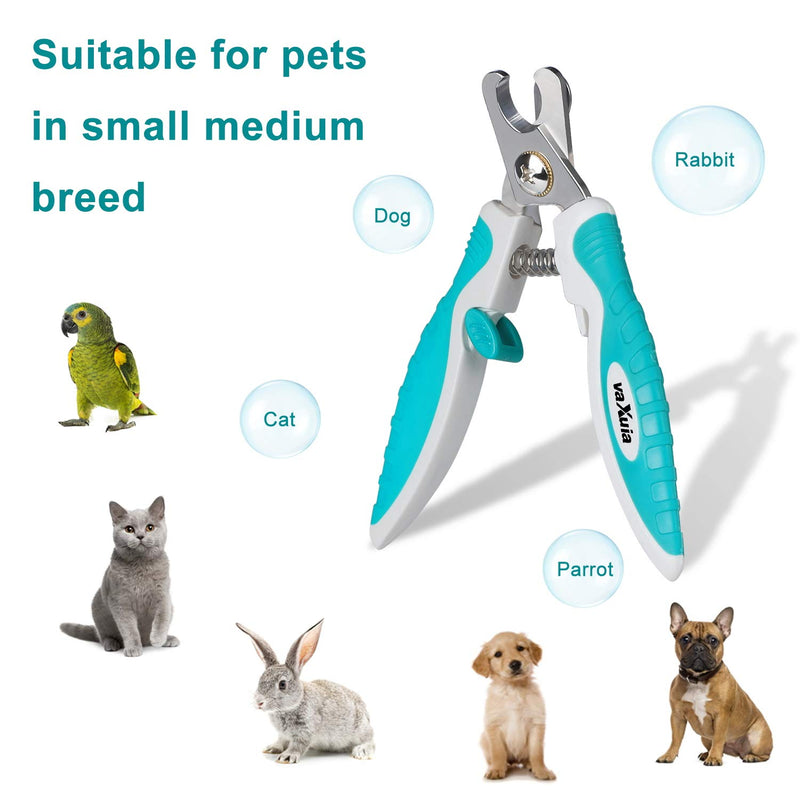 vaxuia Professional Dog Nail Clippers For Small Medium Large Dog Breeds-With Quick Safety Guard to Avoid Overcutting-Unique 45 ° Tip Blades- Nail File Included - PawsPlanet Australia