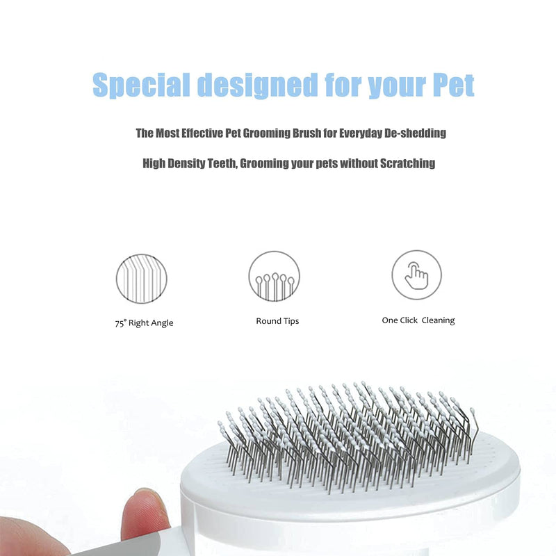 Ciywee Cat Brush&Dog Brush for Shedding and Grooming- Self Cleaning Slicker Brush for Long or Medium Haired Pet- Cat Grooming Brush with Massages Particle to Remove Tangles&Loose Hair Effectively - PawsPlanet Australia