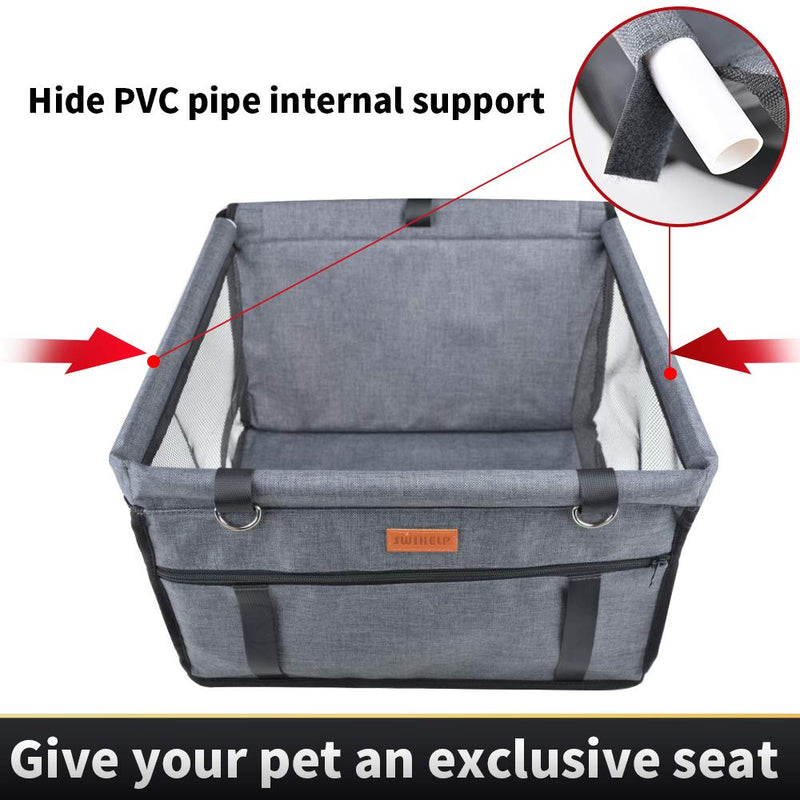 SWIHELP Dog Car Seat Puppy Portable Pet Booster Car Seat with Clip-On Safety Leash and PVC Support Pipe, Anti-Collapse,Perfect for Small Pets - PawsPlanet Australia