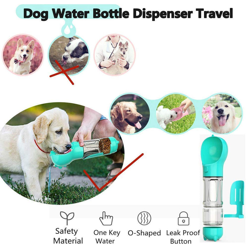 Dog Water Bottle,Upgraded 4 in 1 Portable Water Holder for Dogs, The Button Leak Proof Nylon Rope Buckle to Attach,Dog Traveling Water Bottle Dispenser for Hiking and Outdoor BLUE - PawsPlanet Australia