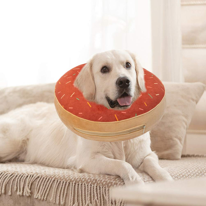 BINGPET Dog Inflatable Recovery Collar - Soft Pet Surgery Collar for Dogs & Cats, Comfortable Protective E Collar Prevent from Licking, Biting Wound, Cute Donut Design Large Orange - PawsPlanet Australia