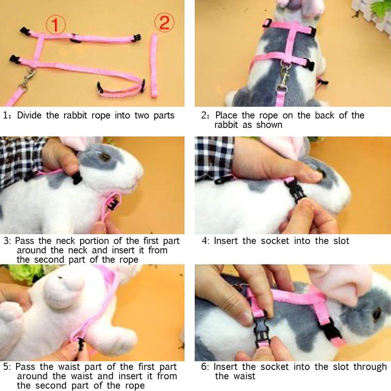 KLOUD CityAdjustable Pet Rabbit Harness Leash Lead with Small Bell PINK - PawsPlanet Australia