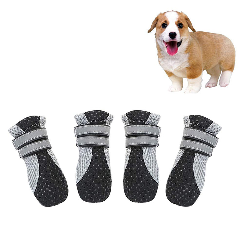 POPETPOP 4Pcs Pet Dog Walking Shoes, Breathable Puppy Safe Reflective Boots, Anti-Slip Paw Protector for Small Medium Large Dogs Outdoor Walking or Hiking M - PawsPlanet Australia