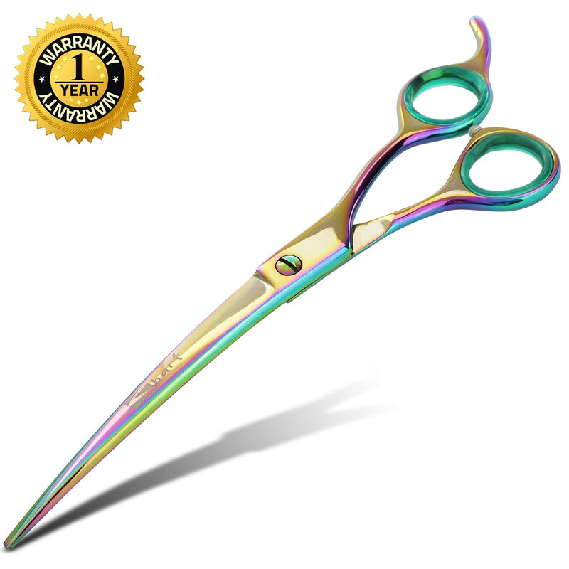 [Australia] - SHARF Professional 8.5" Curved Rainbow Pet Grooming Scissors: Sharp 440c Japanese Clipping Shears for Dogs, Cats & Small Animals| Rainbow Series Hair Cutting/Clipping Scissors w/Easy Grip Handles 