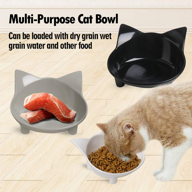 Cat Bowls Cat Food Bowl Non Slip Pet Bowl Shallow Cat Water Bowl to Stress Relief of Whisker Fatigue,Dog Bowl Dish Cat Feeding Wide Bowls for Puppy Cats Small Animals(Safe Food-Grade Material) 3Black+White+Gray - PawsPlanet Australia