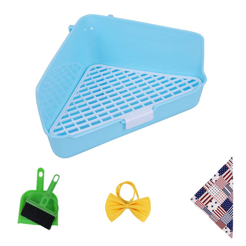 [Australia] - Humorous.P Rabbit Litter Small Animal Litter Potty Trainer Corner Box Toilet Triangle-Sky Blue 