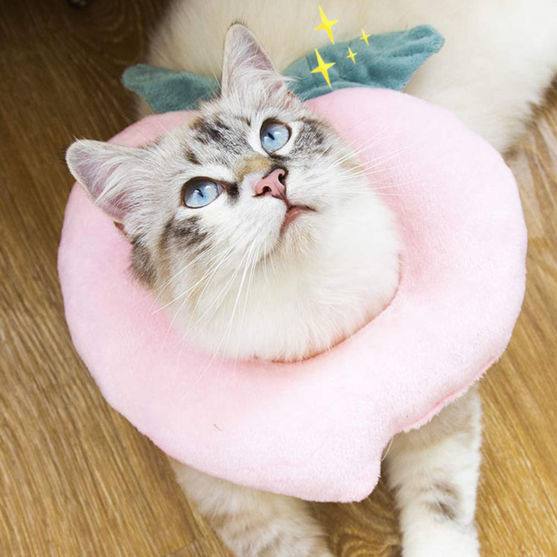 N/F Heiqlay Cat Elizabethan Collar Soft, Pet Headgear Cat Cone Collar Soft Soft Pet Recovery Cone with Adjustable Soft Edge Pet Headgear for Anti-Bite Lick (1pc, peach heart pink, M) - PawsPlanet Australia