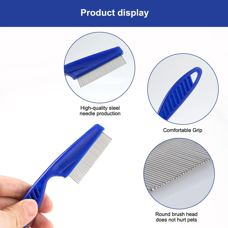 JINSION lice comb, 2 pieces flea comb dogs for cats, tick comb for dogs, dust comb for effective against fleas and lice, tear stain remover comb, pet comb professional removal flea comb for dogs and cats - PawsPlanet Australia