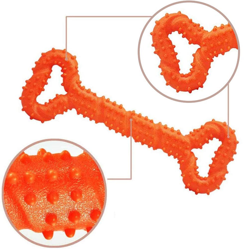 Cyleibe Dog Bones for Aggressive Chewers, Dog Chews Toys Long Lasting, Interactive Dog Bone Toys with Pull Band, Dog Teething Toy 13" Solid Bone Shape for Medium Large Dog - Orange - PawsPlanet Australia