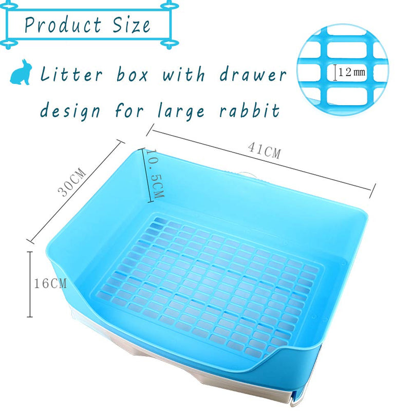 [Australia] - kathson Large Rabbit Litter Box Trainer, Potty Corner Toilet with Drawer Bigger Pet Pan for Adult Hamster, Guinea Pig, Ferret, Galesaur, Bunny and Other Animals Blue 