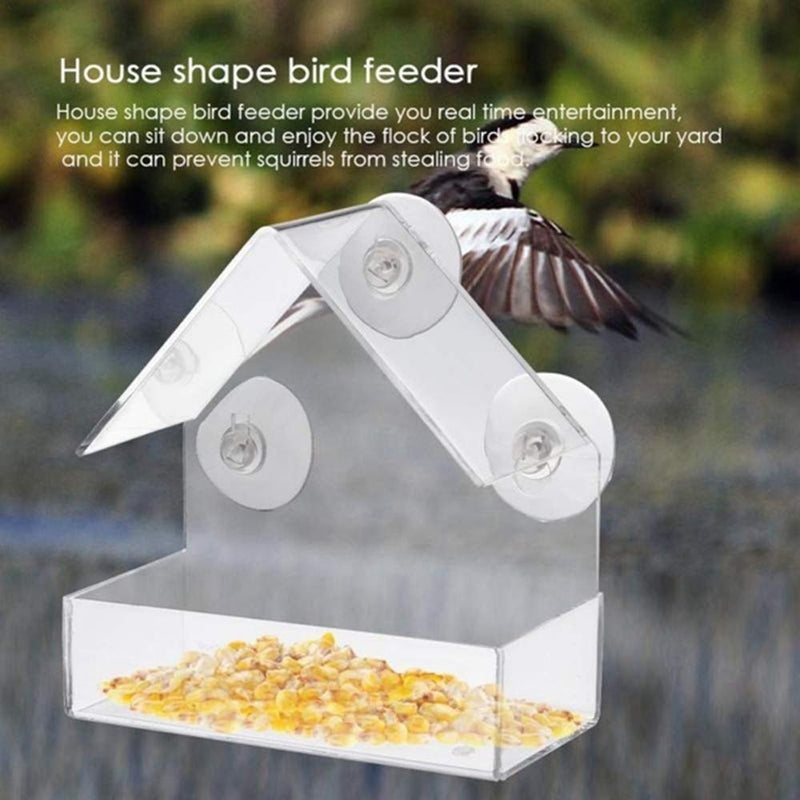 [Australia] - Dongua Clear Acrylic Bird Feeder with Suction Cups,Window Parrot Feeder Large House for Outside Wild Pet Product Feed Container Bird Supplies 