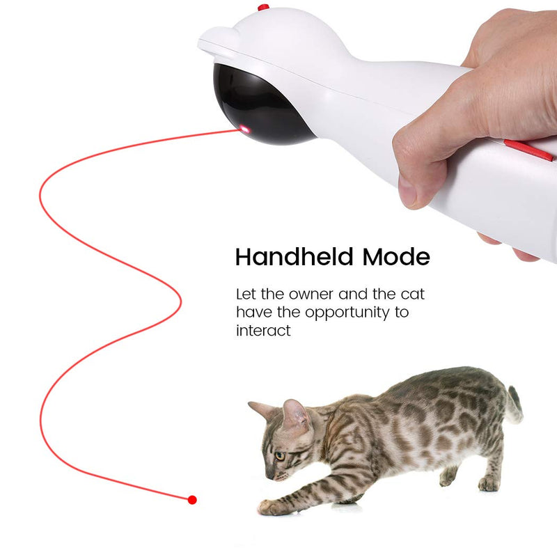 [Australia] - ZOTO Cat Laser Toy, Automatic Rotating Laser Pointer for Cats, USB/Battery Charging Operated Pet Training Exercise Chaser Tool with 5 Adjustable Modes (White) 