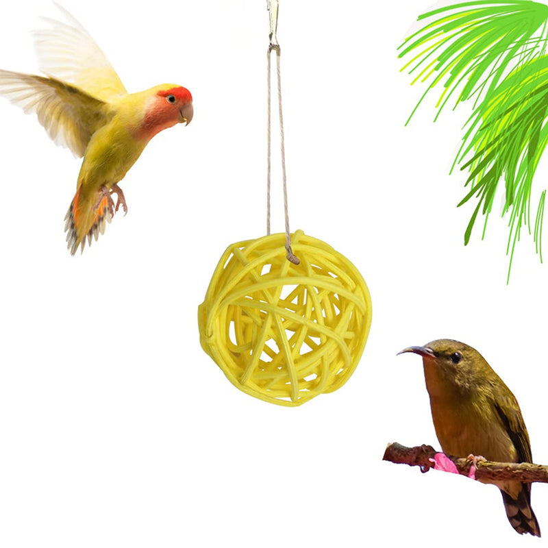 YouMen 40 Pcs Colourful Bird Toy Sepak Takraw 3cm Parrot Chewing Bite Gift Rattan Ball DIY Accessory Balls Bird Chew Toy for Parrots Budgies Parakeet Cockatiel African Grey Macaw - PawsPlanet Australia