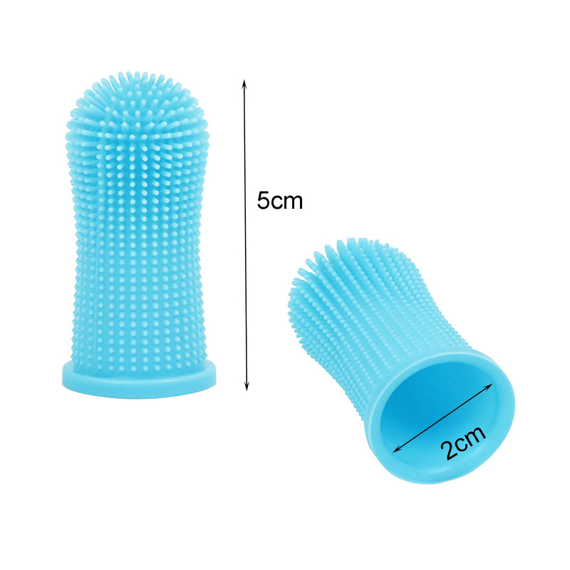 FENGYING Dog Toothbrush, Dog Toothbrush for Small Dogs, Dog Toothbrush, Finger Toothbrush Dog, Dog Toothbrush Fingerling, Dog Teeth Cleaning, Fingerling Dog Dental Care, Silicone, 360°, Pack of 2 (Blue) - PawsPlanet Australia