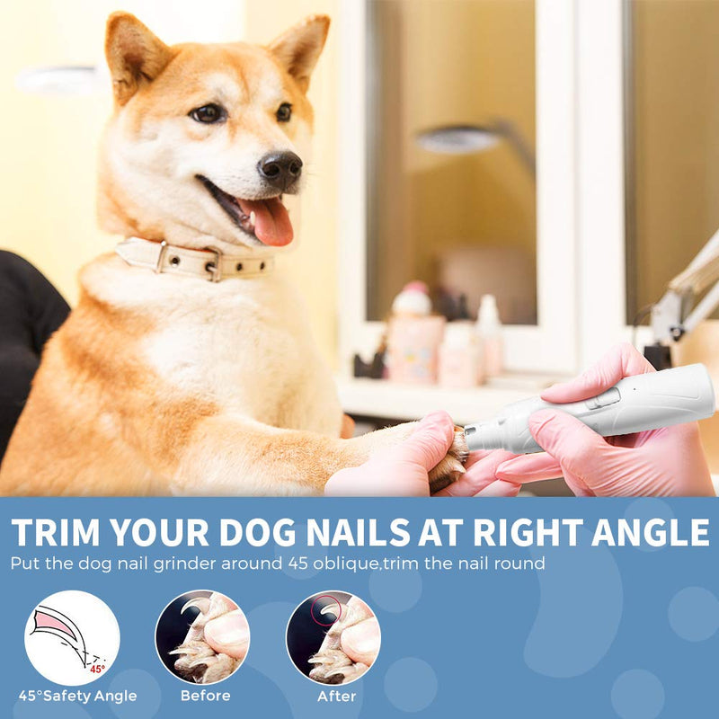 [Australia] - Dog Nail Grinder Upgraded - Professional 2-Speed Rechargeable Electric Pet Nail Trimmer Nail Grindder Painless Paws Grooming & Smoothing for Small Medium Large Dogs & Cats 