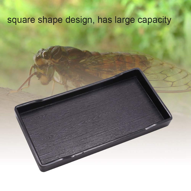 Reptile Bowl, Anti-Slip Square Food and Water Feeder Plastic Pets Feeding Plat Dish for Tortoise Lizard Chameleon Iguana 8.1x4.1x1 inch(Black) Black - PawsPlanet Australia