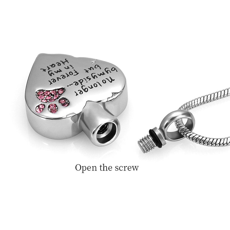 BAOWIQI No Longer by My Side,But Forever in My Heart Carved Locket Cremation Urn Necklace for Pet Dog Cats Pink - PawsPlanet Australia