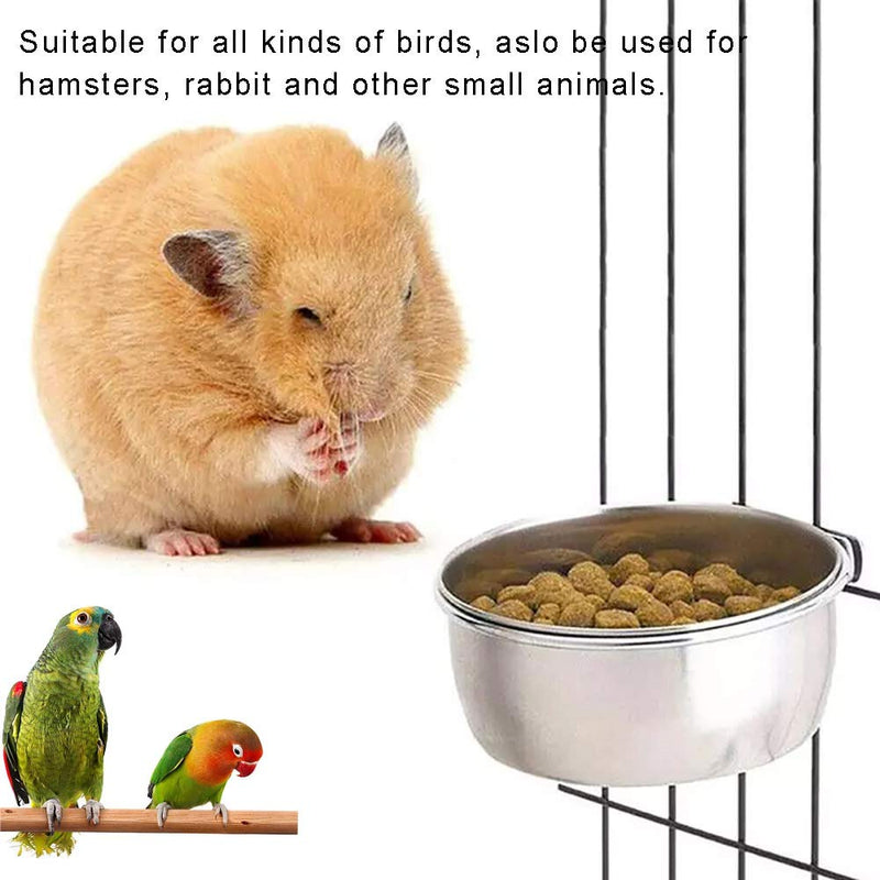 3 Pieces Bird Feeding Dish Cups Stainless Steel Parrot Feeding Cups Animal Cage Water Food Bowl Bird Cage Cups Holder with Clamp Holder for Bird Parrot Small Animal - PawsPlanet Australia