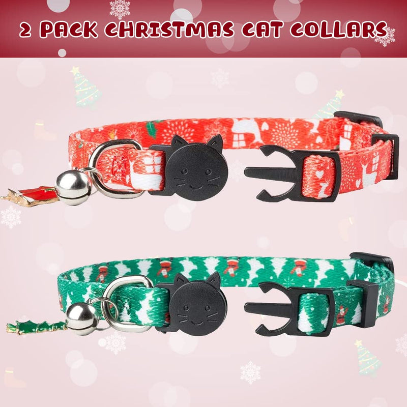 KOOLTAIL Christmas Cat Collars 2 Pack Breakaway Collar Set for Cats, Puppy Red & Green 7.5"-11.5" - PawsPlanet Australia