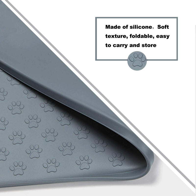 SUOXU Waterproof Mat for Dog Bowls,Silicone Pet Mat,Puppy Dog Feeding Mats Non Slip Cat Food Mat 48x30 cm(Grey) M Grey - PawsPlanet Australia