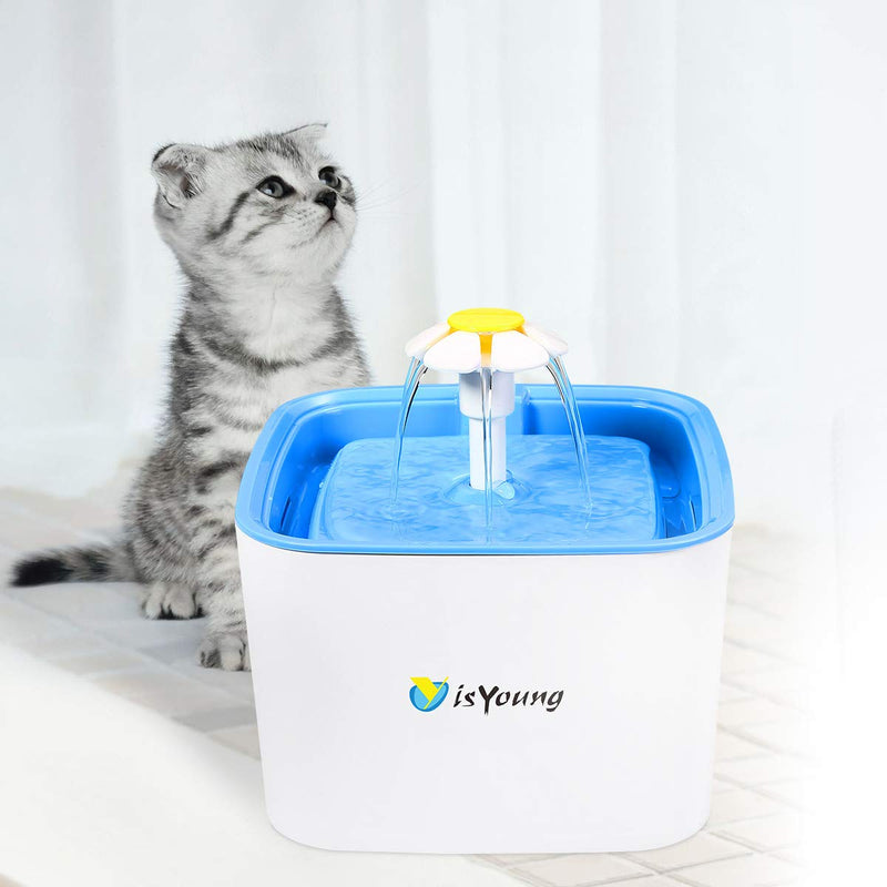 [Australia] - isYoung Pet Water Fountain, 84Oz/2.5L Super Quiet Automatic Electric Water Dispenser, Healthy and Hygienic Cat Drinking Fountain with 2 Replacement Filters for Dogs, Cat and Small Animals 