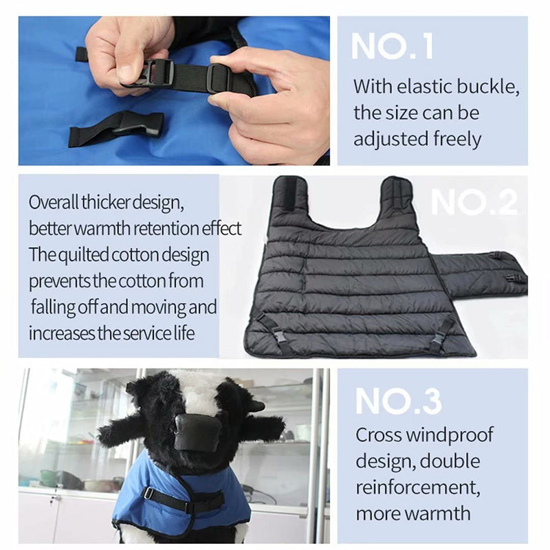 Calf Warm Clothes Calf Saver Coat Blanket for Keep Cow Warmming Thickened Belly Protection Windproof Large Size Blue - PawsPlanet Australia