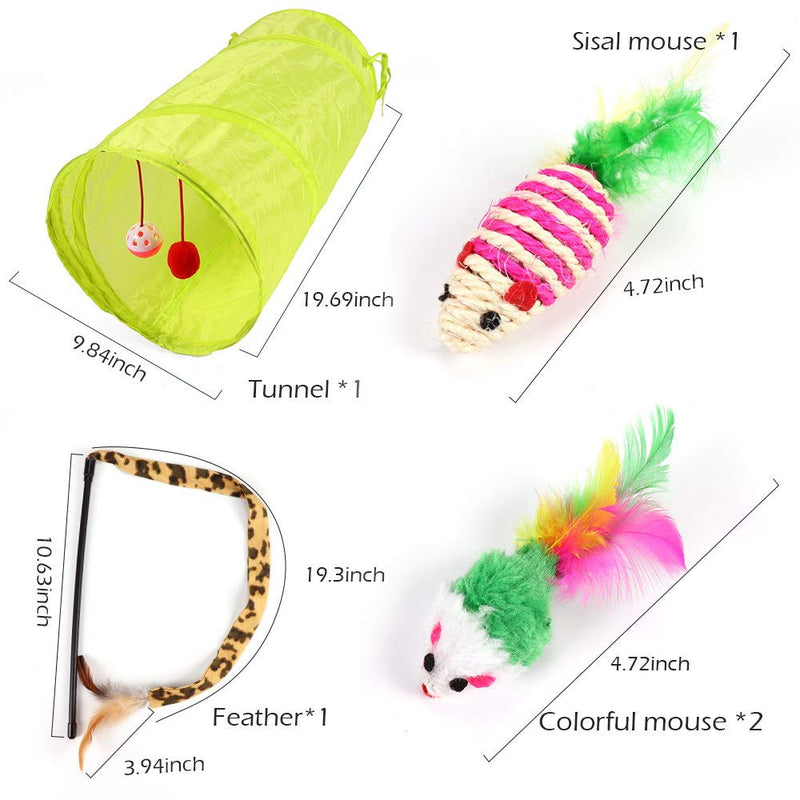 Cosyres Kitten Toys Interactive Cat Toys Assorted 21Pcs for Indoor Cats Tunnel, Feather, Mouse Mice Balls and Bells Toys for Cat Puppy - PawsPlanet Australia