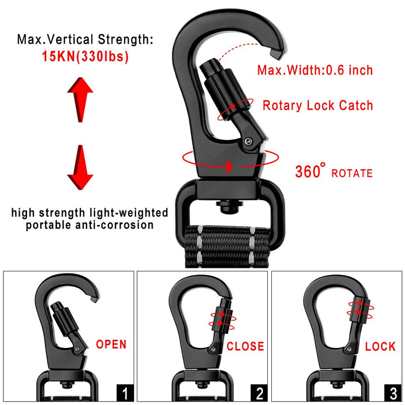 PLUTUS PET Strong Training Dog Lead with Rock Climing Carabiner Clip, Relective Nylon Dog leash Padded Handle, Training Lead for Large and Medium Dogs(25cm,Black) 25 cm (Pack of 1) Black - PawsPlanet Australia
