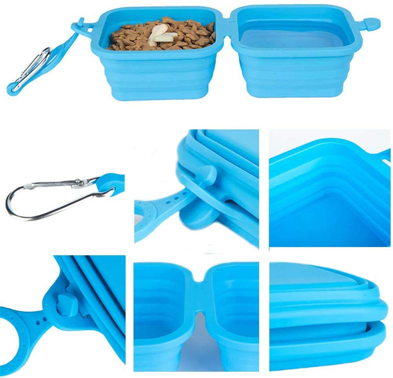 1Pair Collapsible Silicone Pet Bowl, Large Capacity Food Grade Pet Cat Bowl for Outdoors Travelling Camping Hiking, Foldable Dog Feeding Bowl, BPA Free Food Water Feeding Dish with Aluminum Carabiner Blue MAX Capacity:26OZ - PawsPlanet Australia