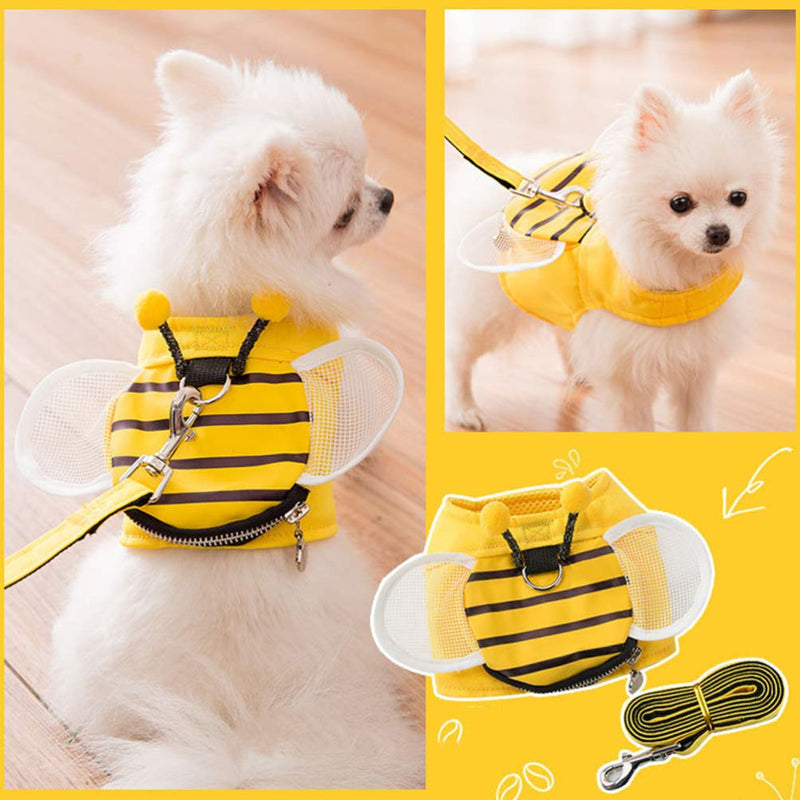 POPETPOP Dog Vest Harnesses No-Pull Walking Harnesses with Leash Cute Bee Harness for Pet Cat Small Dogs Yellow Size S - PawsPlanet Australia