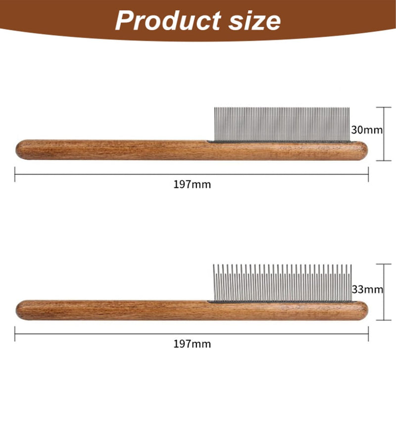Octonyluck wooden cat comb, cat brush for long hair, short hair, stainless steel dog comb, flea comb for cats, suitable for all lengths, effectively removes tangles, mats and loose hair - PawsPlanet Australia