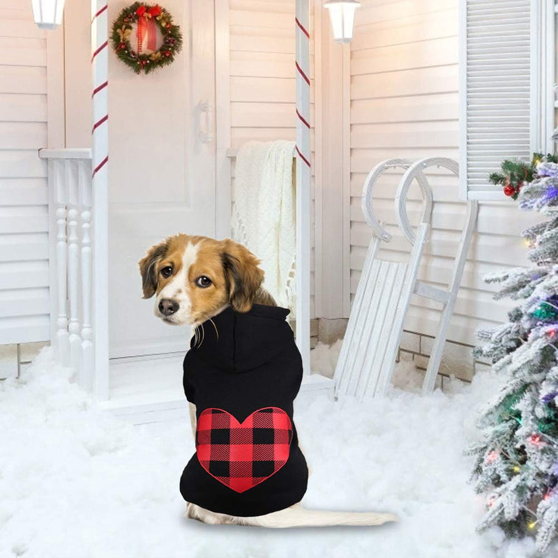 [Australia] - Stpiatue Dog Hoodie Sweater Sweater for Dogs Pet Clothes Black Buffalo Plaid Warm and Soft Breathable Cozy XS 