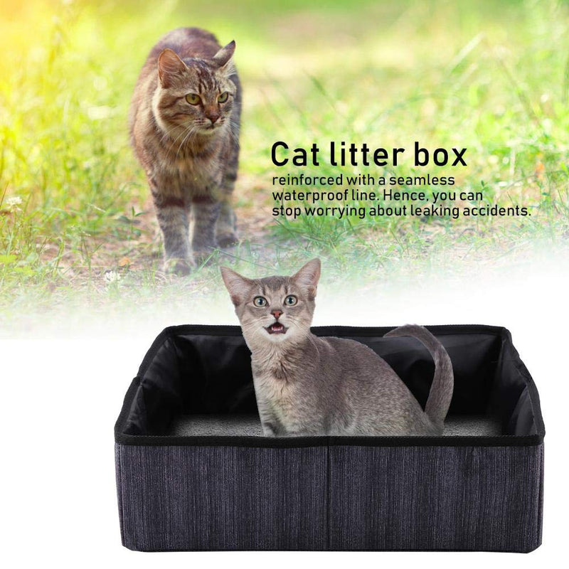 Foldable Cat Litter Box Portable Waterproof Pet Litter Boxes Cat Litter Tray Ketty Litter Pan for Home Outdoor Travel Camping Home Use (Black) Black - PawsPlanet Australia
