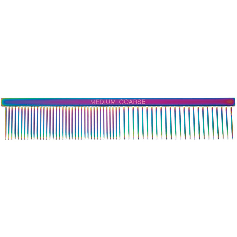 [Australia] - Master Grooming Tools Rainbow Greyhound Combs — European-Style Combs for Grooming Dogs - Medium/Coarse, 7½" 