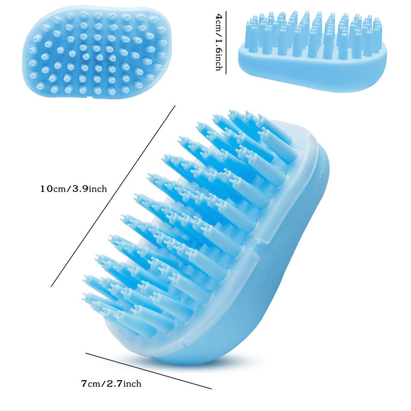 MOMSIV Dog Grooming Brush, Pet Puppy Silicone Massage Bath Brush, Soothing Shampoo Rubber Washing Brush Comb for Dogs and Cats with Short or Long Hair, Blue - PawsPlanet Australia