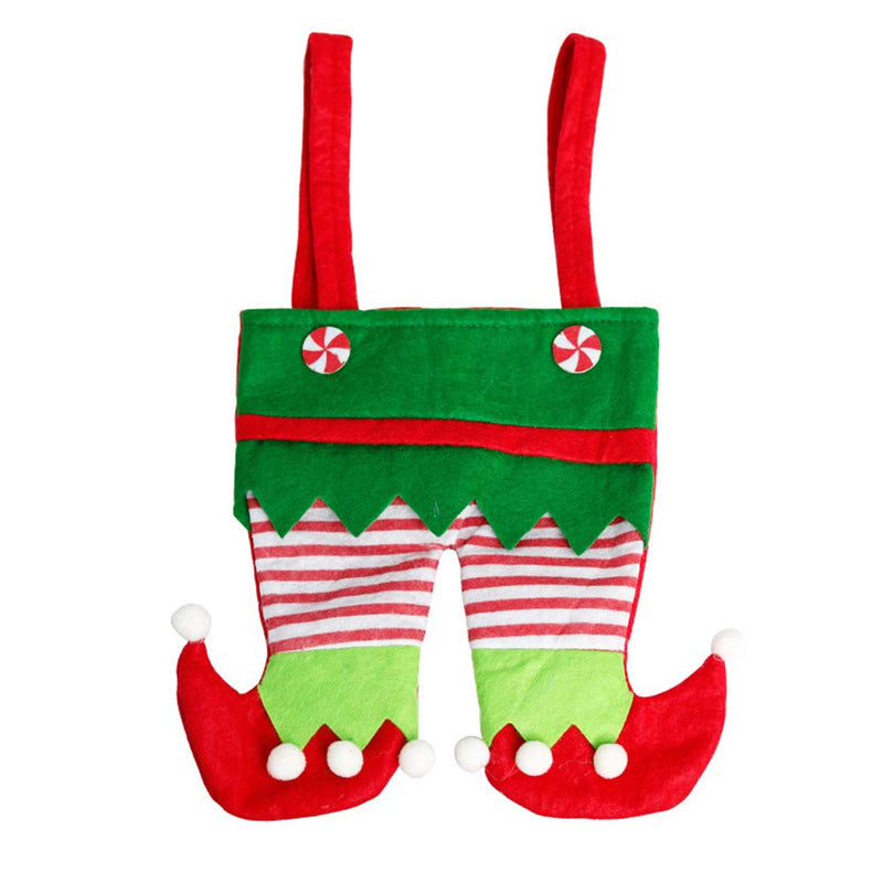 Tookie Christmas Candy Gift Bag, 6pcs Elf Foot Socks Candy Bags, Elf Pants Non Woven Treat Bags with Handle, Santa Candy Bags, Cutlery Supplies Practical for Christmas Decoration(Green) Green - PawsPlanet Australia