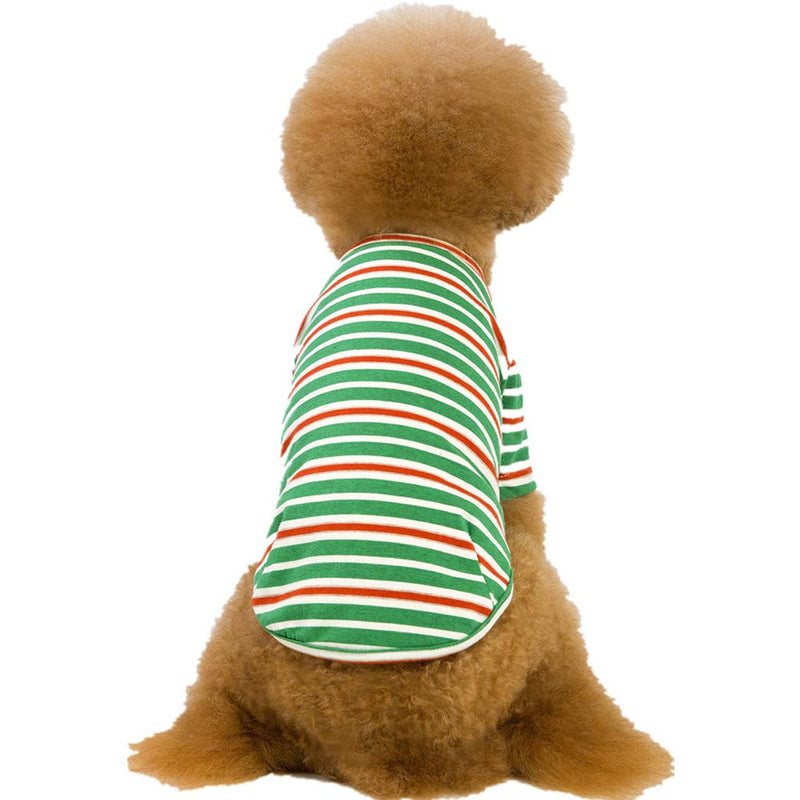 Berocia Cat Puppy Dog T-Shirt Clothes Cottom Pet Striped T Shirt Costumes Summer Stripes Outfit Dog Apparel Sun Protection Soft and Breathable for Small Medium Large Dogs Green XXL - PawsPlanet Australia