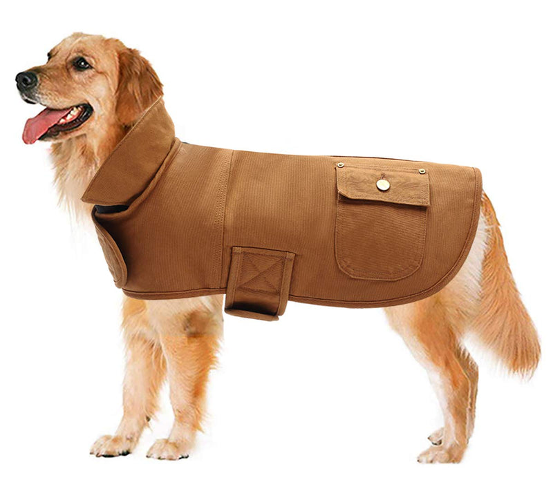 Morezi Dog Coat Water Resistant Warm Puppy Jacket Padded Cotton Winter Dog Clothing for Doggie Small Medium Dogs - Khaki - XXL XX-Large(Back: 52-56cm) - PawsPlanet Australia