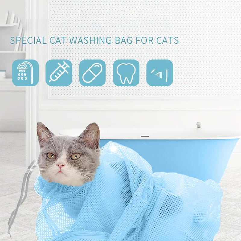 USTNIR Cat Bathing Bag, Cat Grooming Bag, Cat Shower Bag, Anti-biting Anti-scratching Restraint Bag Adjustable Multifunctional for Bathing, Nail Trimming, Ears Clean - PawsPlanet Australia