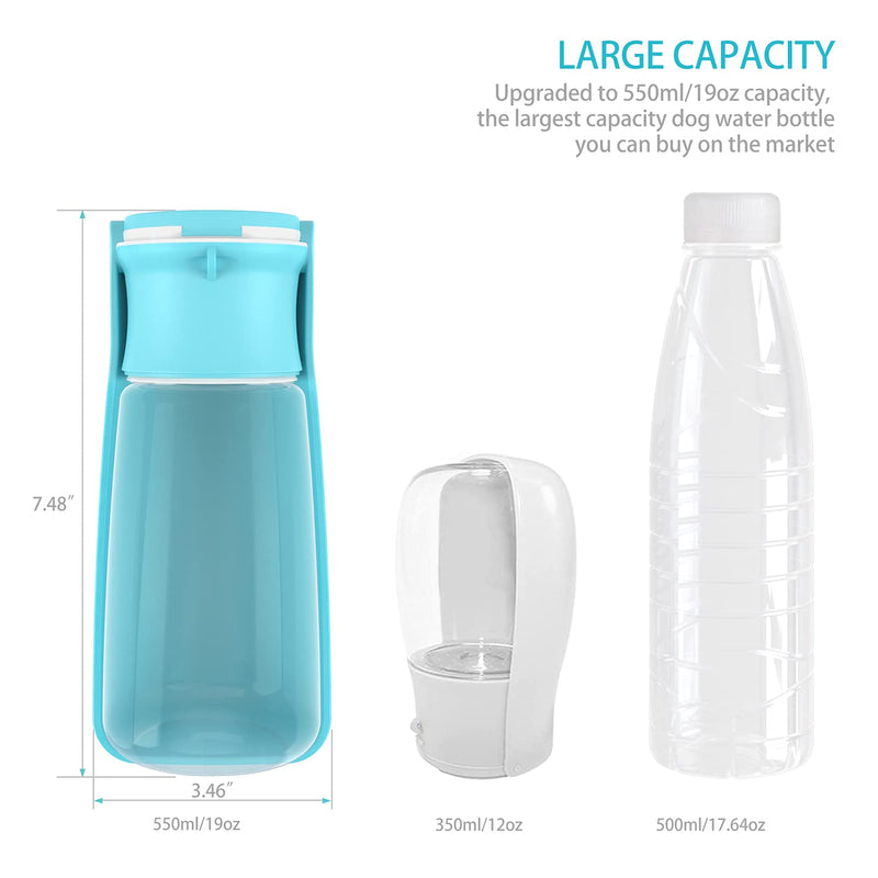 Portable Dog Water Bottle for Walking 19 OZ or 12 OZ Portable Pet Water Bottles for Puppy Small Medium Large Dogs Water Dispenser Dog Water Bowl Dog Accessories 19oz Blue - PawsPlanet Australia