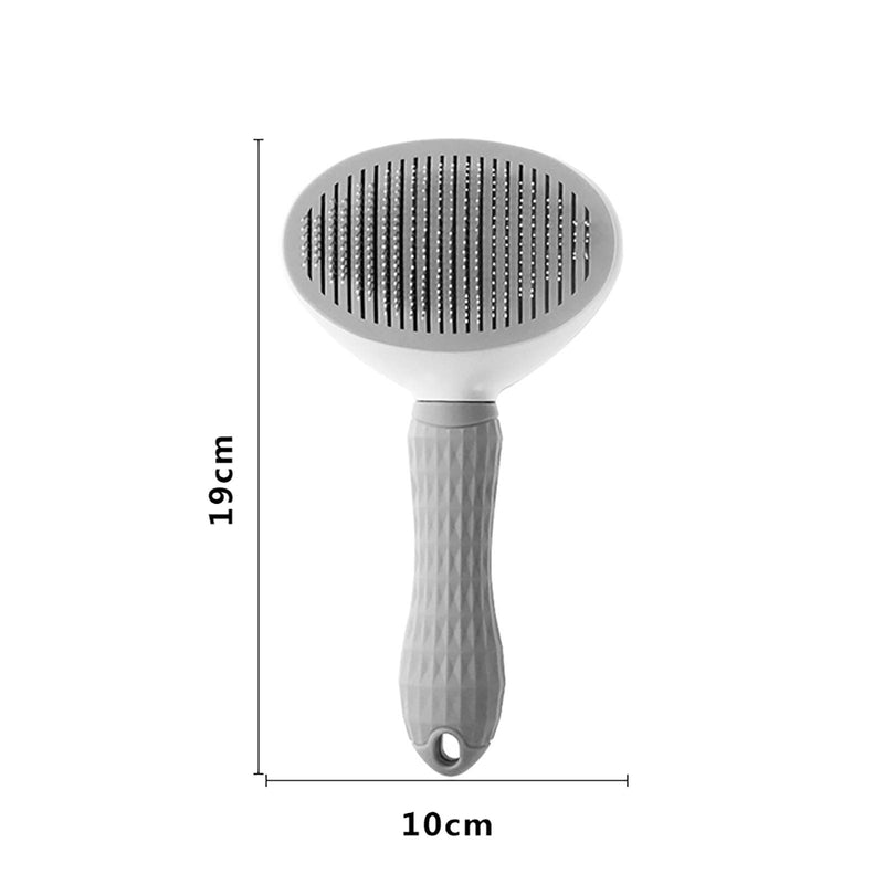 [Australia] - ClawsTails Soft Slicker Cat Brush Dog Brush, with Self Cleaning Function, Pet Grooming Comb Gently Removes Long and Loose Undercoat Grey 